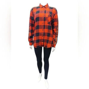 Raw Yarn EUC Red and Black LS Plaid Button Down Size Large